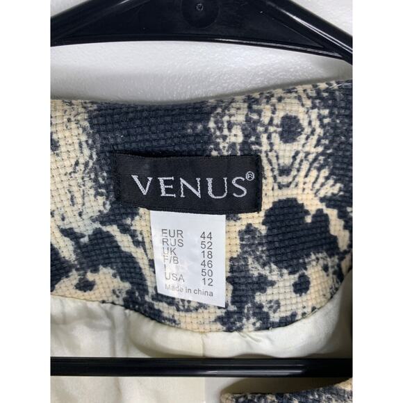 Venus Womens Snake Print Blazer Jacket Size 12 Beige & Black Textured - Picture 6 of 7